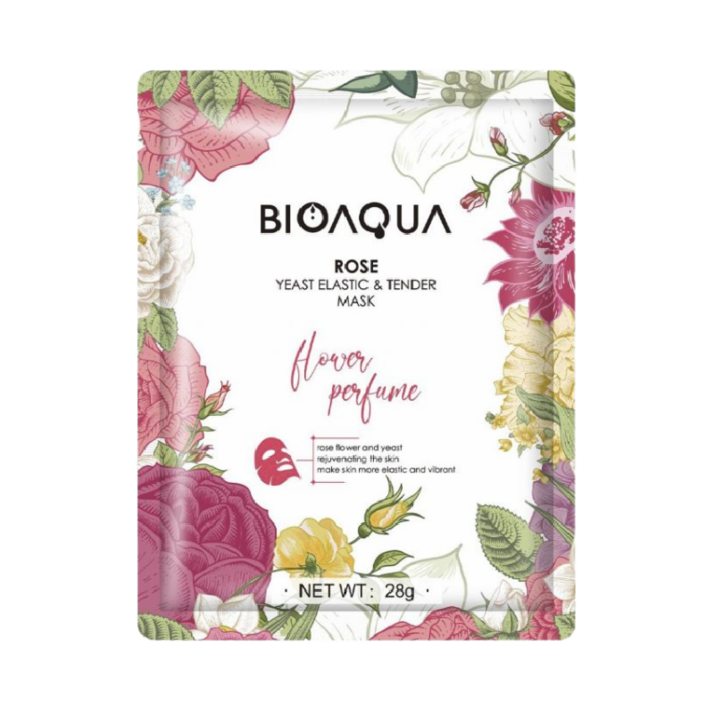 BIOAQUA Sheet Mask Floral Rose Yeast Elastic & Tender - 28gr