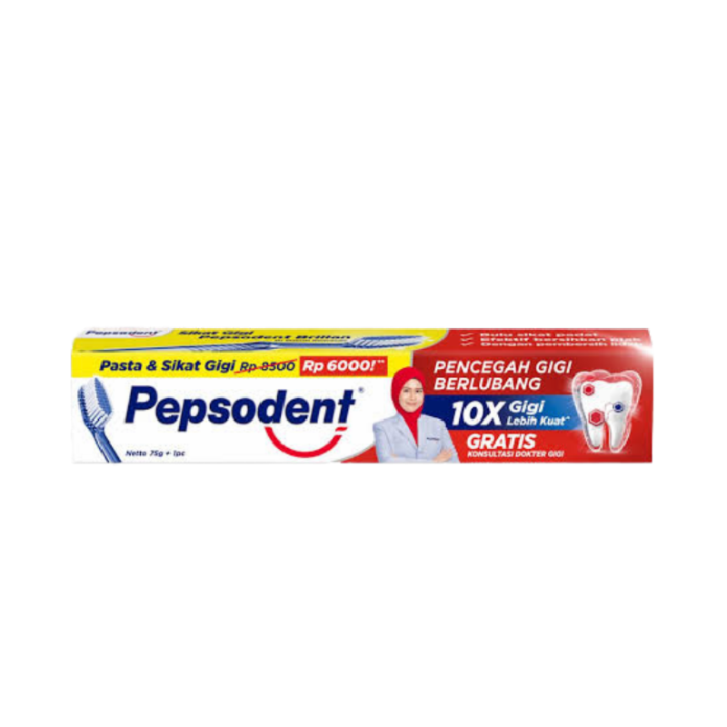 PEPSODENT Pencegah Gigi Berlubang + Toothbrush - 72gr + 1pc