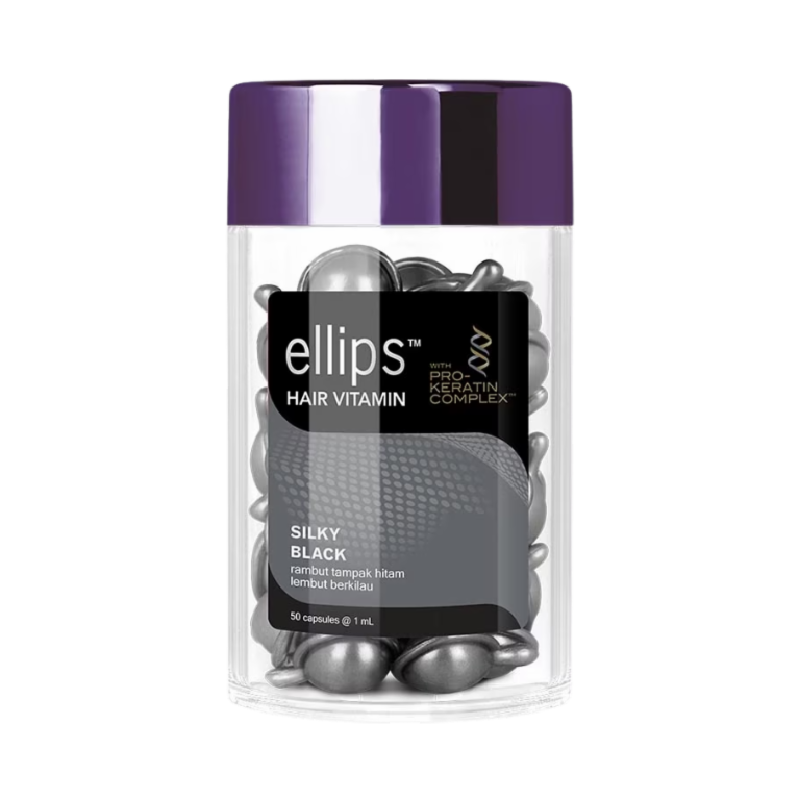 ELLIPS Hair Vitamin Pro Keratin Silky Black Jar - 50 Kapsul x 1ml