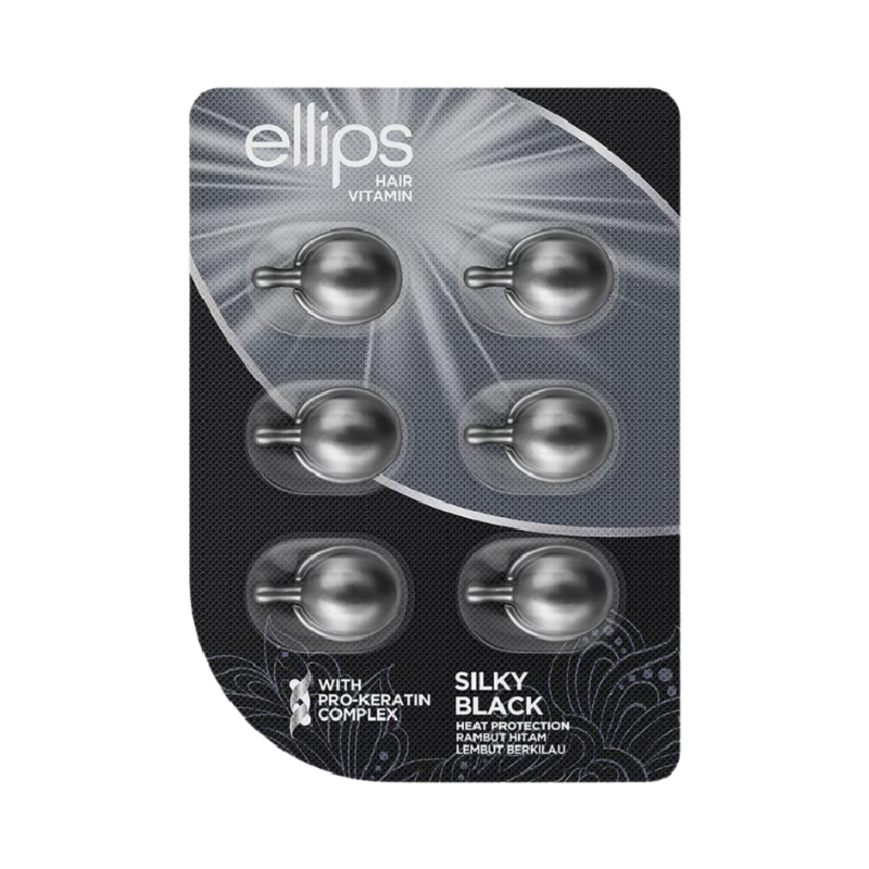 ELLIPS Hair Vitamin Pro Keratin Silky Black Sachet - 6 Kapsul - 1ml