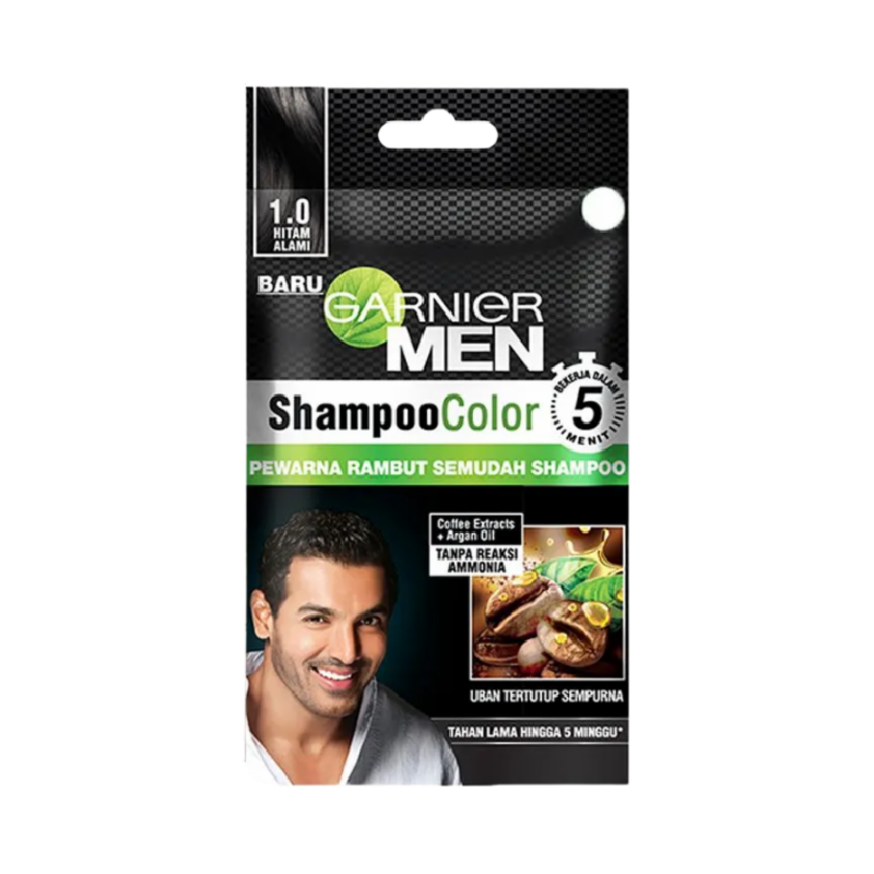 GARNIER Men Shampoo Color 1.0 Hitam Alami - 20ml