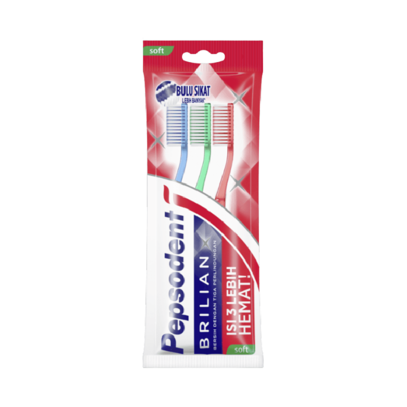 PEPSODENT Toothbrush Brilian - Isi 3 Pcs