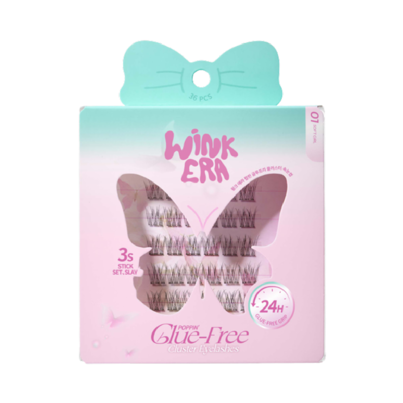 GLAMFIX Wink Era Poppin Glue Free Cluster Eyelashes 01 Soft Girl - 36Pc/Box