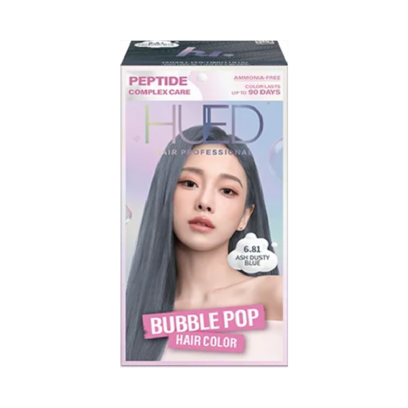 HUED Bubble Pop Hair Color 6.81 Ash Dusty Blue - 55ml+55ml+10ml