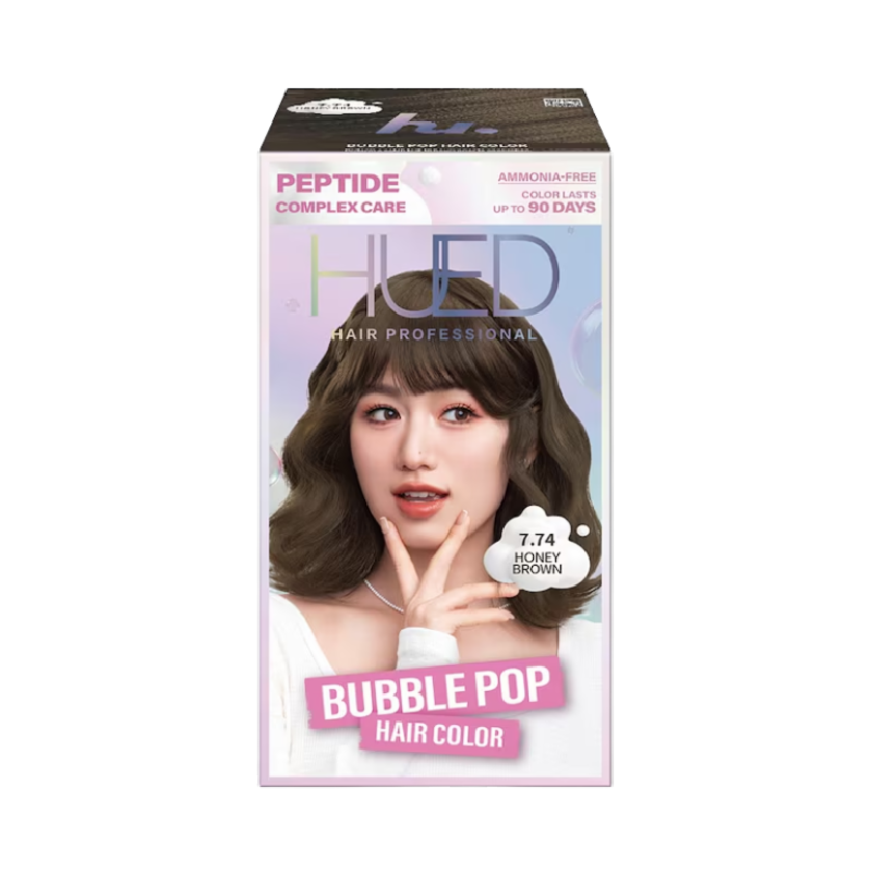 HUED Bubble Pop Hair Color 7.74 Honey Brown - 55ml+55ml+10ml