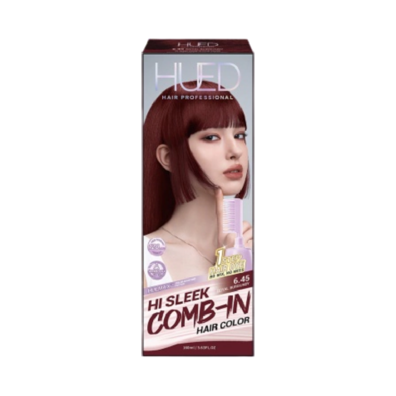 HUED Hi Sleek Comb-in Hair Color 6.45 Royal Burgundy - 80ml+70ml+10ml