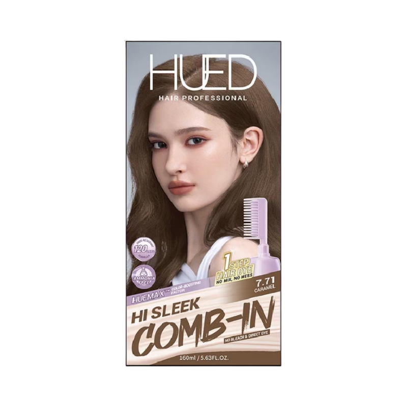 HUED Hi Sleek Comb-in Hair Color 7.71 Caramel - 80ml+70ml+10ml