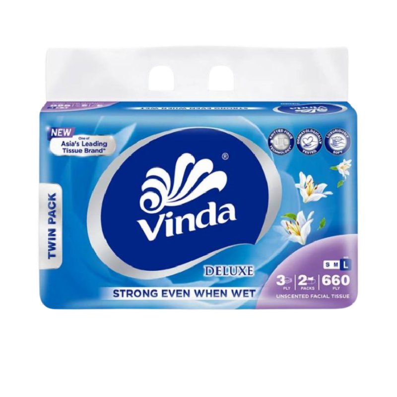 VINDA Deluxe Twin Pack Facial Tissue - 3 Ply 660 Sheets