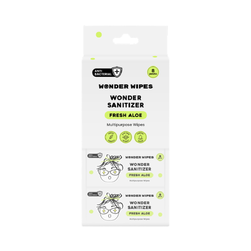 WONDER WIPES Sanitizer Multipurpose Wipes Fresh Aloe - Isi 8